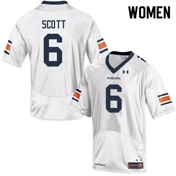 Women #6 Keionte Scott Auburn Tigers College Football Jerseys Sale-White - Click Image to Close